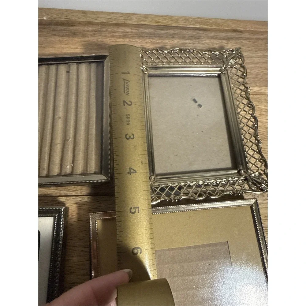 Lot Of 4 Vintage Small Ornate Mixed Metal Brass Picture Frames Gallery Wallet